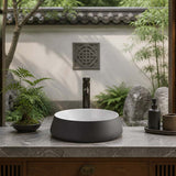 Round Above Counter Ceramic Basin 455x455x155mm - Gloss White & Grey