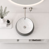 Round Above Counter Ceramic Basin 455x455x155mm - Gloss White & Grey