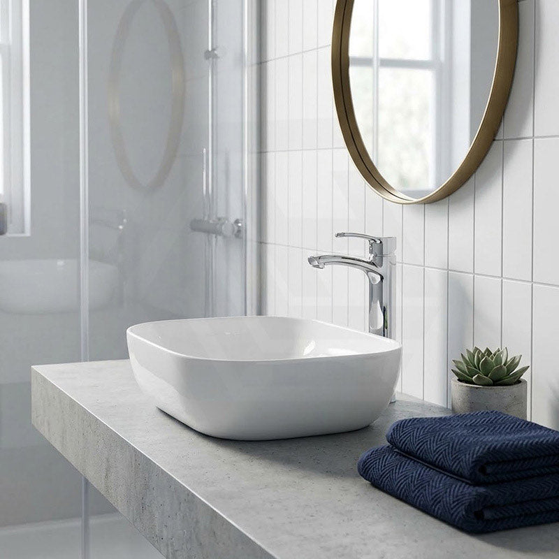 Rectangle Ultra Slim Above Counter Ceramic Basin 460x320x135mm - Gloss White