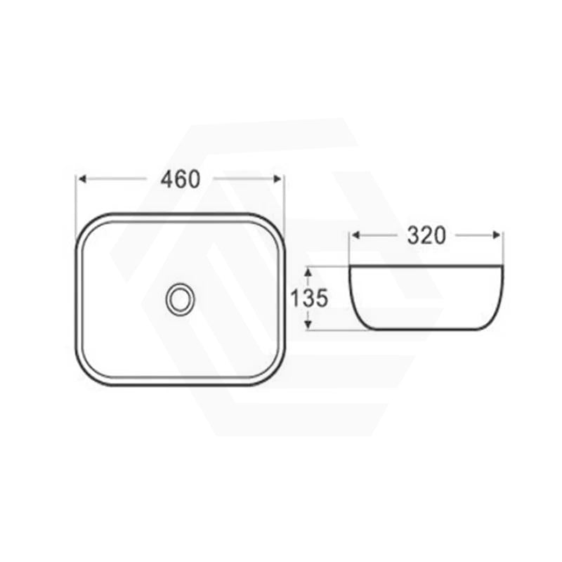 Rectangle Ultra Slim Above Counter Ceramic Basin 460x320x135mm - Gloss White