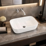 Ultra Slim Rectangle Ceramic Above Counter Basin 460x320x135mm - Matt White