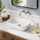 Ultra Slim Rectangle Ceramic Above Counter Basin 460x320x135mm - Matt White