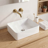 Poseidon Rectangle Ceramic Above Counter Basin NO Overflow 475x375x130mm - Gloss White