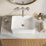 Poseidon Rectangle Ceramic Above Counter Basin NO Overflow 475x375x130mm - Gloss White