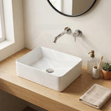 Poseidon Rectangle Ceramic Above Counter Basin NO Overflow 475x375x130mm - Gloss White