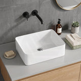 Poseidon Rectangle Ceramic Above Counter Basin NO Overflow 475x375x130mm - Gloss White