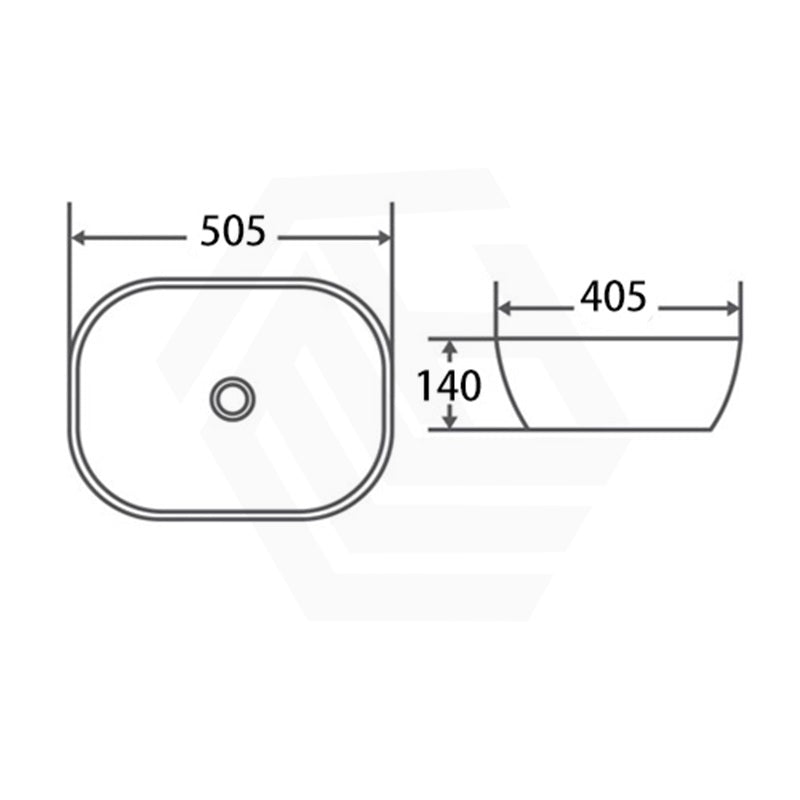 505x405x140mm Rectangle Above Counter Gloss White Ceramic Basin Ultra Slim