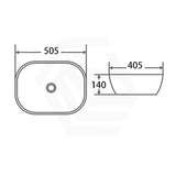 505x405x140mm Rectangle Above Counter Gloss White Ceramic Basin Ultra Slim