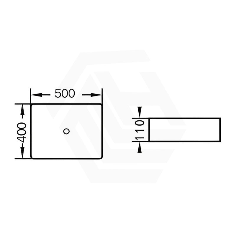 Rectangle Above Counter Ceramic Basin Ultra Slim 500x400x110mm - Gloss White