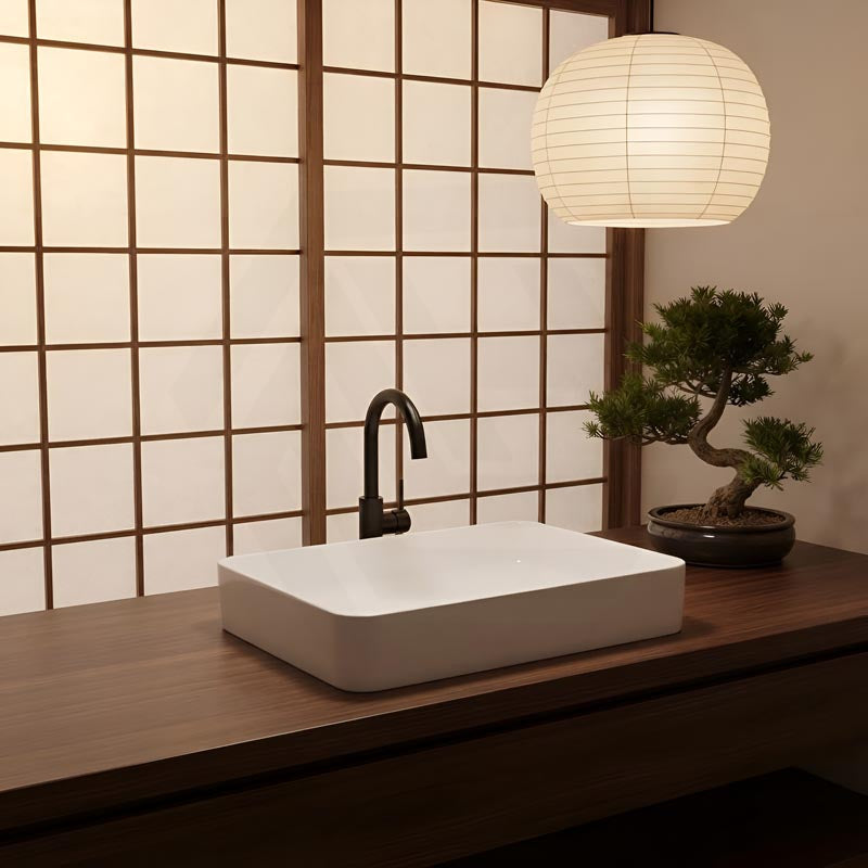 Rectangle Above Counter Ceramic Basin Ultra Slim 500x400x110mm - Gloss White