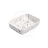 Rectangle Above Counter Ceramic Basin 515x400x135mm - Matte White Carrara with Gold Vein