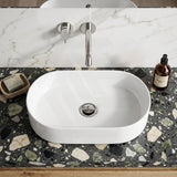Oval Ultra Slim Ceramic Above Counter Wash Basin 525x300x115mm - Gloss White