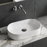 Oval Ultra Slim Ceramic Above Counter Wash Basin 525x300x115mm - Gloss White