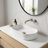 Oval Ultra Slim Ceramic Above Counter Wash Basin 525x300x115mm - Gloss White