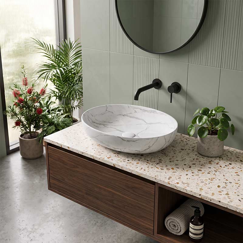 Bathroom Wash Basin Oval Above Counter Ceramic 500x395x130mm - Variant Colour