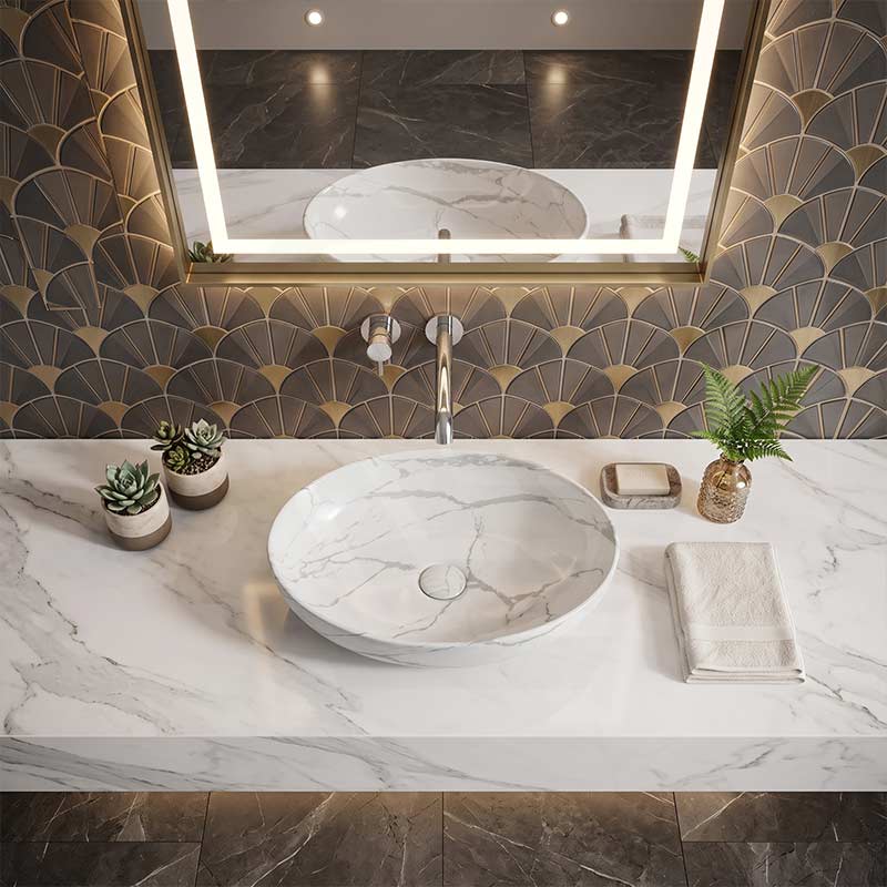 Bathroom Wash Basin Oval Above Counter Ceramic 500x395x130mm - Variant Colour