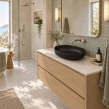Poseidon Oval Ceramic Above Counter Basin NO Overflow 500x395x130mm - Matt Black