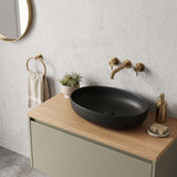 Poseidon Oval Ceramic Above Counter Basin NO Overflow 500x395x130mm - Matt Black