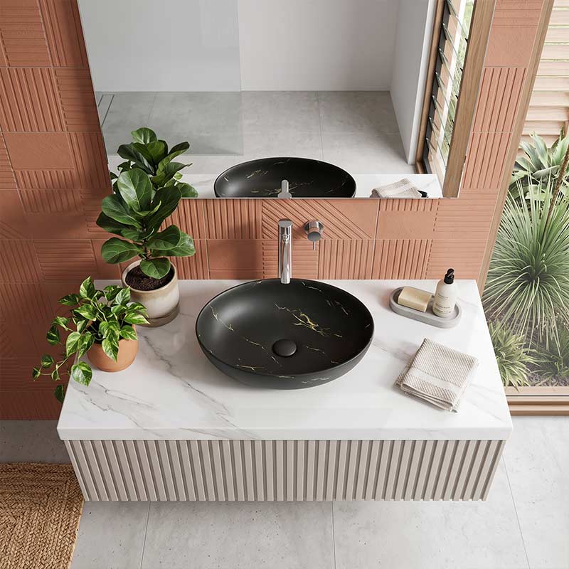 Bathroom Wash Basin Oval Above Counter Ceramic 500x395x130mm - Variant Colour