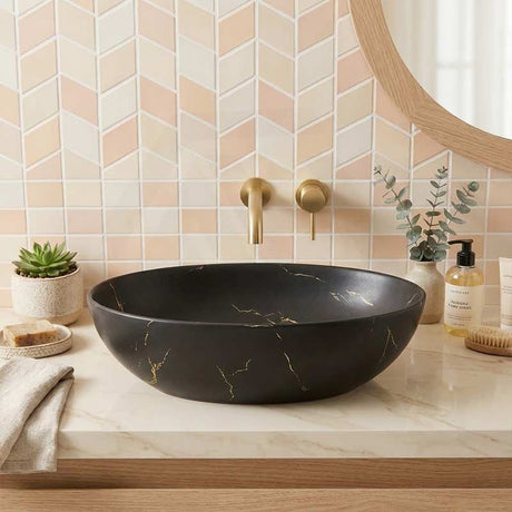 Bathroom Wash Basin Oval Above Counter Ceramic 500x395x130mm - Variant Colour