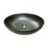 520X395X130Mm Bathroom Wash Basin Oval Above Counter Matt Black Marble Surface Ceramic Basins