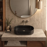 Oval Above Counter Ceramic Basin 550x350x140mm - Gloss Black