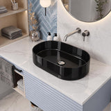 Oval Above Counter Ceramic Basin 550x350x140mm - Gloss Black