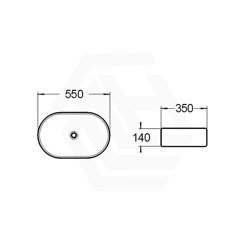 Oval Above Counter Ceramic Basin 550x350x140mm - Gloss Black