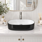 Oval Above Counter Ceramic Basin 550x350x140mm - Gloss Black & White