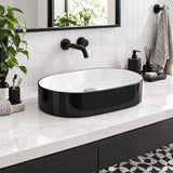 Oval Above Counter Ceramic Basin 550x350x140mm - Gloss Black & White