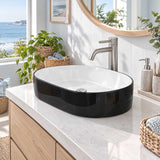 Oval Above Counter Ceramic Basin 550x350x140mm - Gloss Black & White