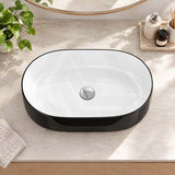 Oval Above Counter Ceramic Basin 550x350x140mm - Gloss Black & White
