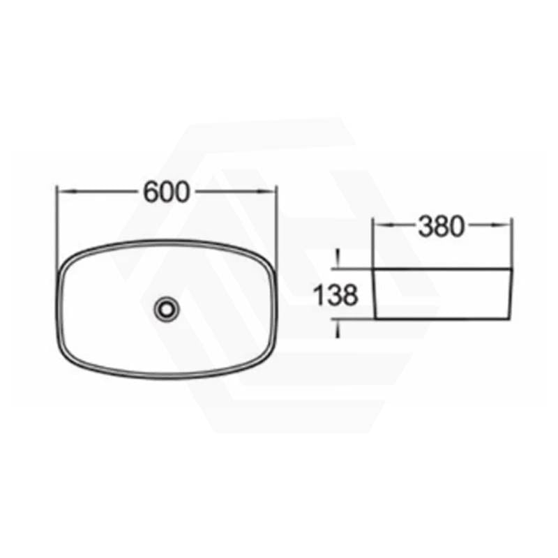 Ultra Slim Rectangle Above Counter Ceramic Basin 600x380x138mm - Gloss White