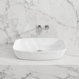 Ultra Slim Rectangle Above Counter Ceramic Basin 600x380x138mm - Gloss White