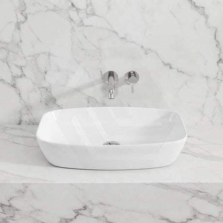 Ultra Slim Rectangle Above Counter Ceramic Basin 600x380x138mm - Gloss White