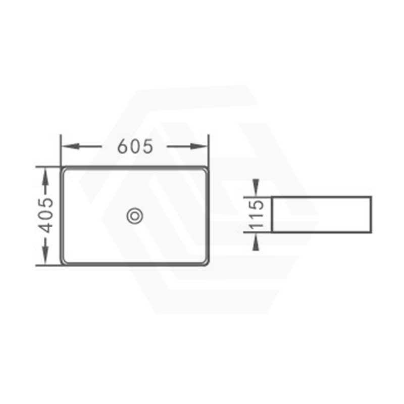 Ultra Slim Rectangle Above Counter Ceramic Wash Basin 605x405x115mm - Gloss White