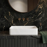 Ultra Slim Rectangle Above Counter Ceramic Wash Basin 605x405x115mm - Gloss White