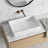 Ultra Slim Rectangle Above Counter Ceramic Wash Basin 605x405x115mm - Gloss White