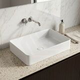 Ultra Slim Rectangle Above Counter Ceramic Wash Basin 605x405x115mm - Gloss White