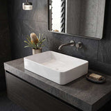 Ultra Slim Rectangle Above Counter Ceramic Wash Basin 605x405x115mm - Gloss White
