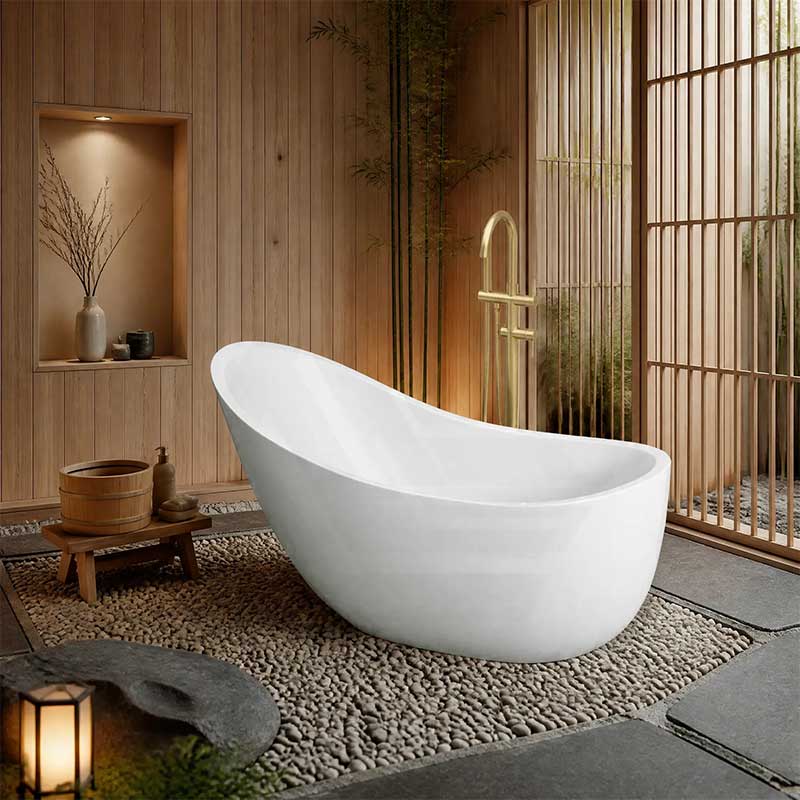 Posh Acrylic Freestanding Bathtub NO Overflow 1680mm - Matt White