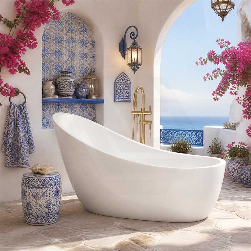 Posh Acrylic Freestanding Bathtub NO Overflow 1680mm - Matt White