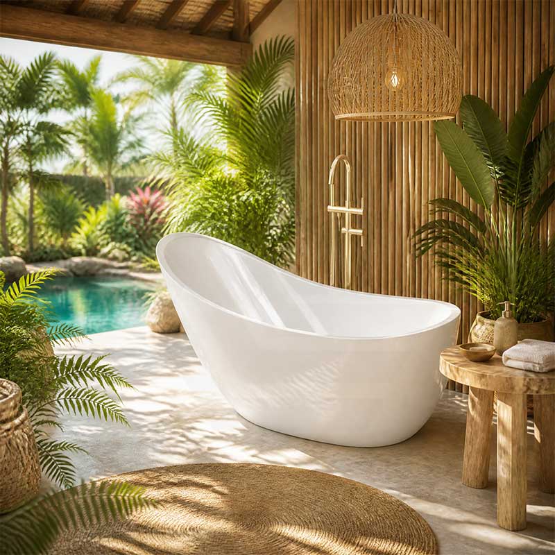 Posh Acrylic Freestanding Bathtub NO Overflow 1680mm - Matt White