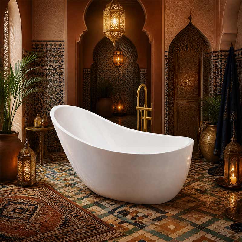Posh Acrylic Freestanding Bathtub NO Overflow 1680mm - Matt White