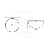 405x405x130mm Round Above Counter Top Ceramic Basin In Various Colour