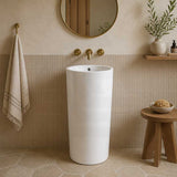 Freestanding Ceramic Basin Pedestal Floor Mounted No Tap Hole 460x460x830mm - Gloss White