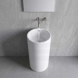 Freestanding Ceramic Basin Pedestal Floor Mounted No Tap Hole 460x460x830mm - Gloss White