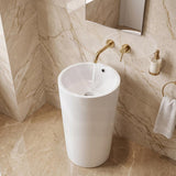 Freestanding Ceramic Basin Pedestal Floor Mounted No Tap Hole 460x460x830mm - Gloss White