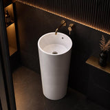 Freestanding Ceramic Basin Pedestal Floor Mounted No Tap Hole 460x460x830mm - Gloss White
