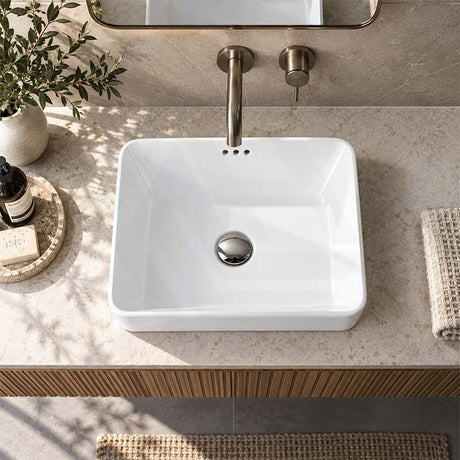 Poseidon Square Ceramic Inset Basin 420x420x155mm - Gloss White